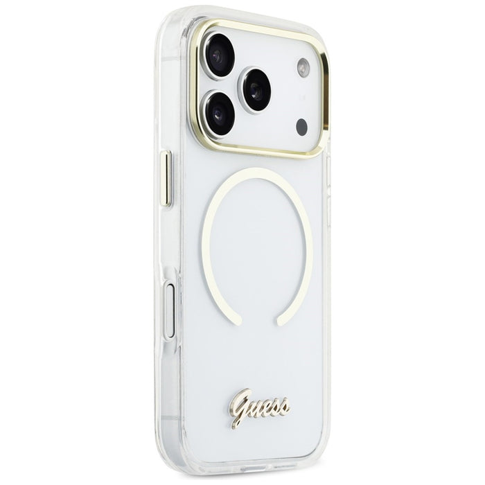 Калъф Guess IML Script Metal MagSafe за iPhone 17 Pro Max - прозрачен