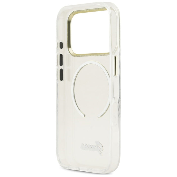 Метален калъф Guess IML Script MagSafe за iPhone 17 Pro - прозрачен