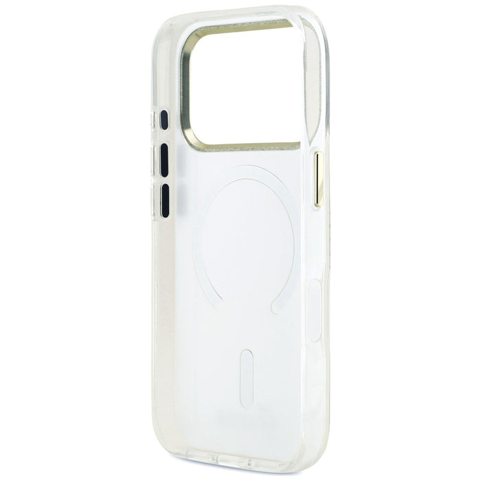 Калъф Guess IML Shell Script Metal MagSafe за iPhone 17 Pro Max - бял