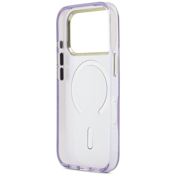 Калъф Guess IML Shell Script Metal MagSafe за iPhone 17 Pro Max - лилав