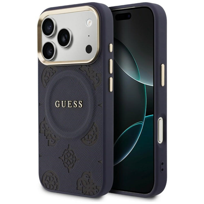 Калъф Guess Peony Hot Stamp MagSafe за iPhone 17 Pro Max - син