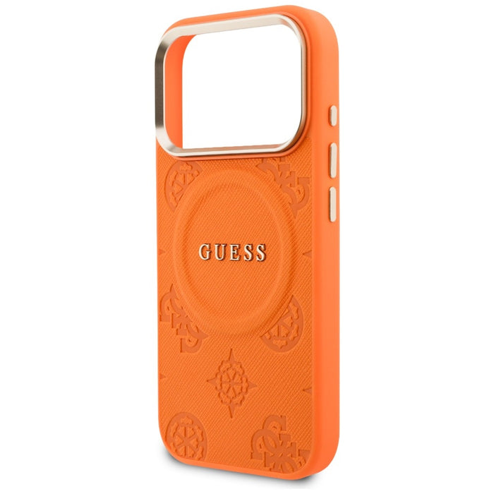 Калъф Guess Peony Hot Stamp MagSafe за iPhone 17 Pro Max - оранжев