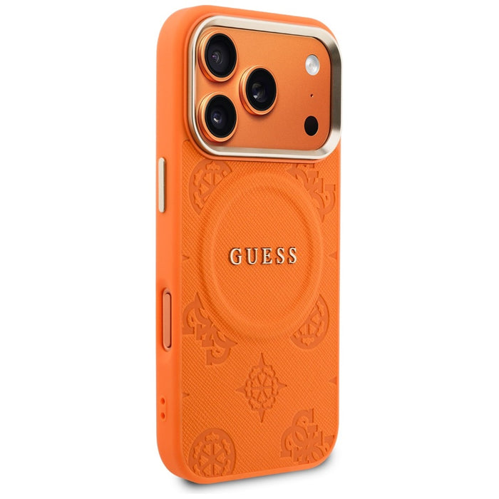 Калъф Guess Peony Hot Stamp MagSafe за iPhone 17 Pro Max - оранжев