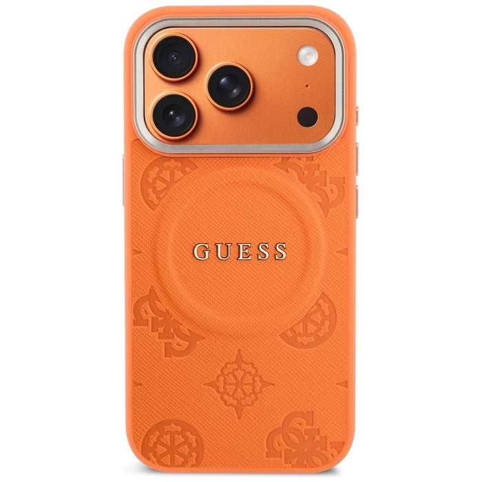 Калъф Guess Peony Hot Stamp MagSafe за iPhone 17 Pro Max - оранжев
