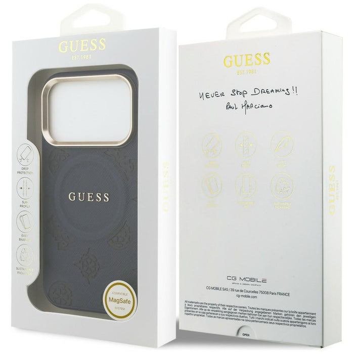 Калъф Guess Peony Hot Stamp MagSafe за iPhone 17 Pro - син