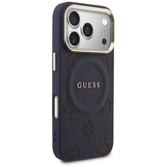 Калъф Guess Peony Hot Stamp MagSafe за iPhone 17 Pro - син