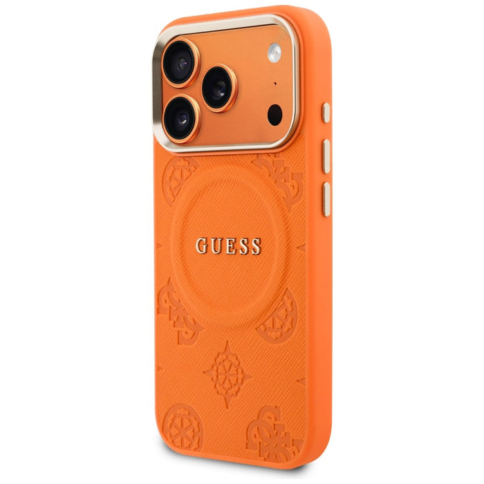 Калъф Guess Peony Hot Stamp MagSafe за iPhone 17 Pro - оранжев