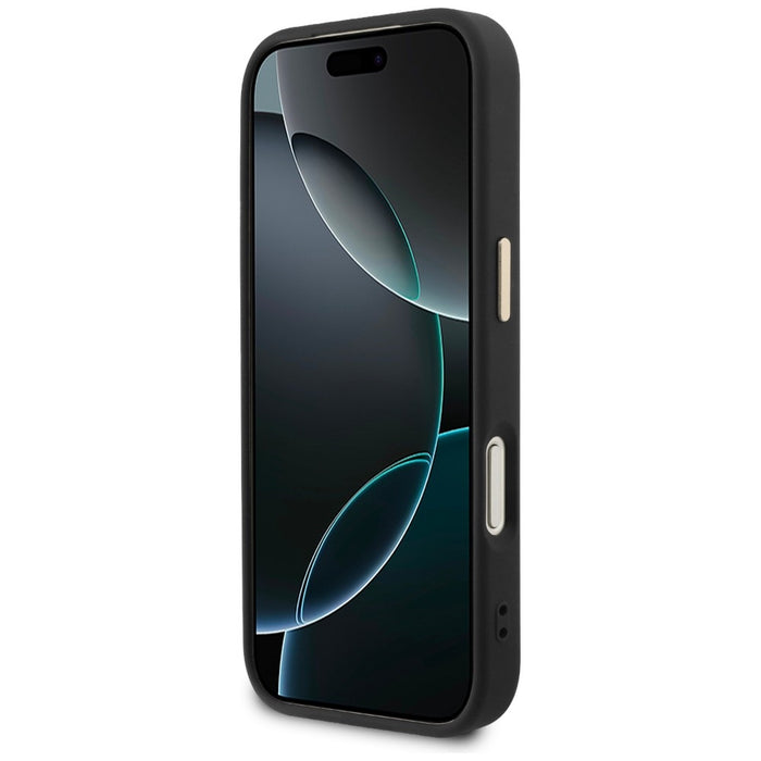 Перфориран калъф Guess 4G MagSafe за iPhone 17 - черен
