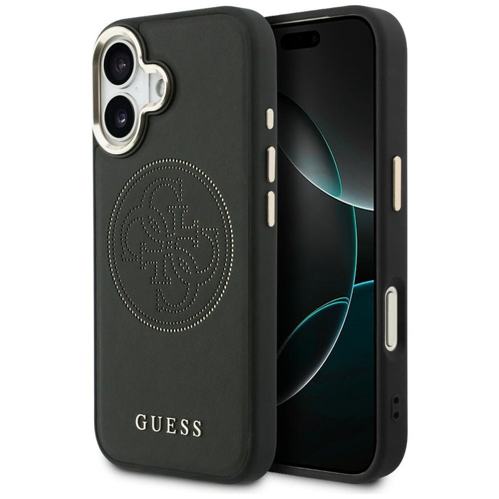 Перфориран калъф Guess 4G MagSafe за iPhone 17 - черен