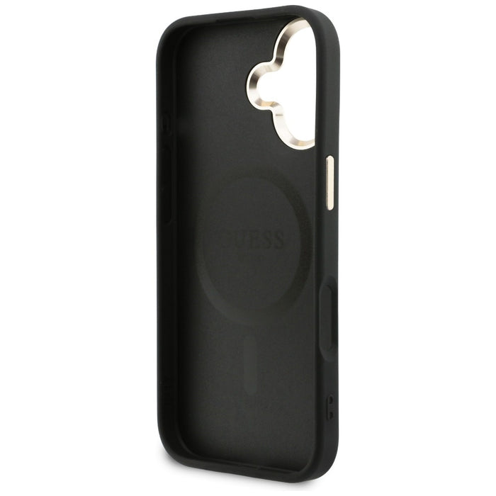 Перфориран калъф Guess 4G MagSafe за iPhone 17 - черен