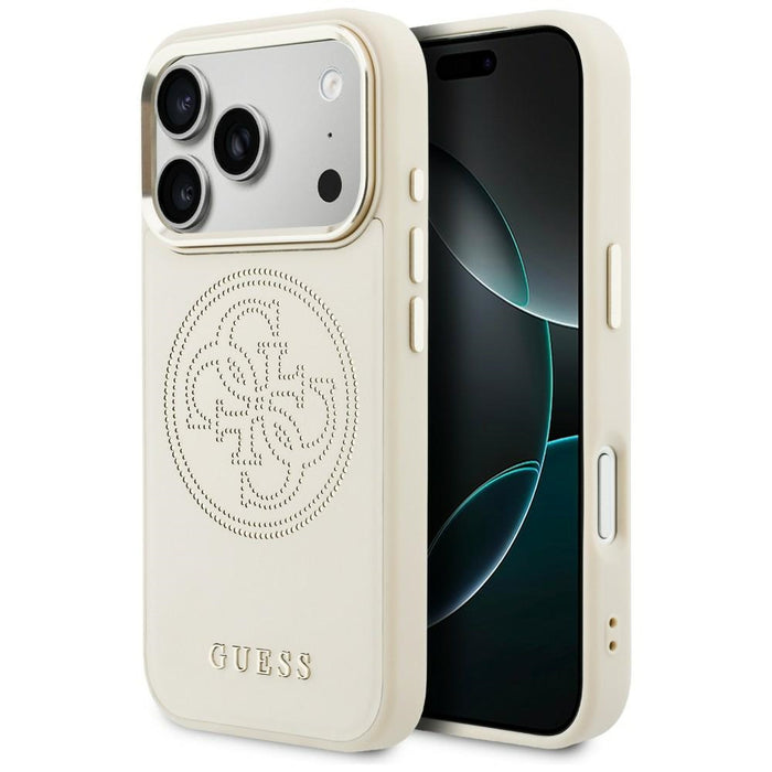 Перфориран калъф Guess 4G MagSafe за iPhone 17 Pro - бежов