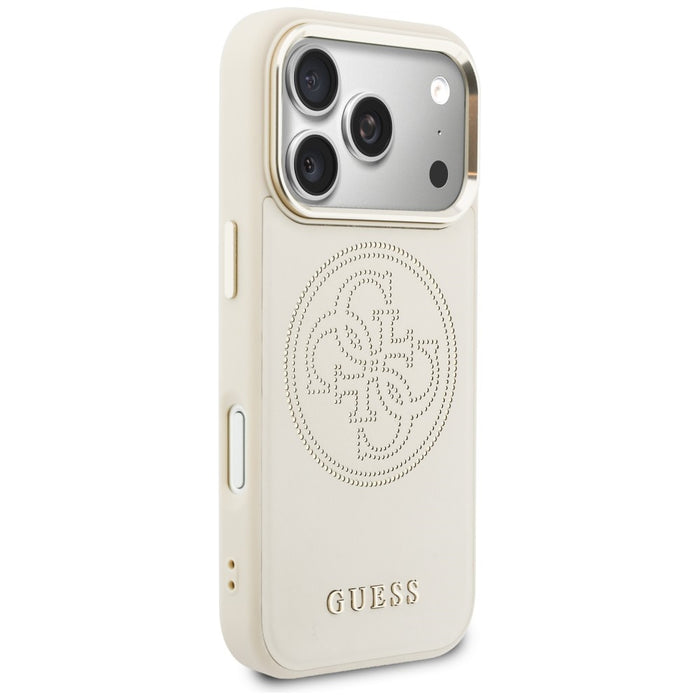 Перфориран калъф Guess 4G MagSafe за iPhone 17 Pro - бежов