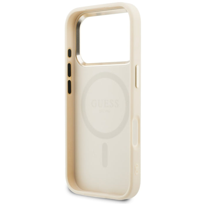 Перфориран калъф Guess 4G MagSafe за iPhone 17 Pro - бежов
