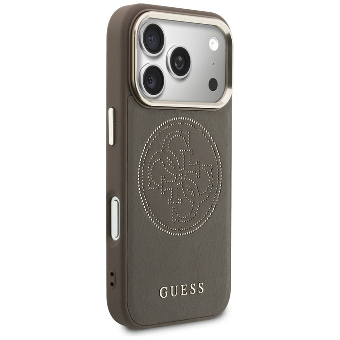 Перфориран калъф Guess 4G MagSafe за iPhone 17 Pro - кафяв