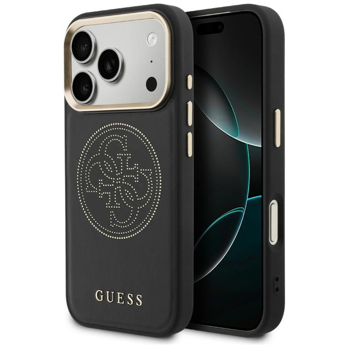 Перфориран калъф Guess 4G MagSafe за iPhone 17 Pro - черен