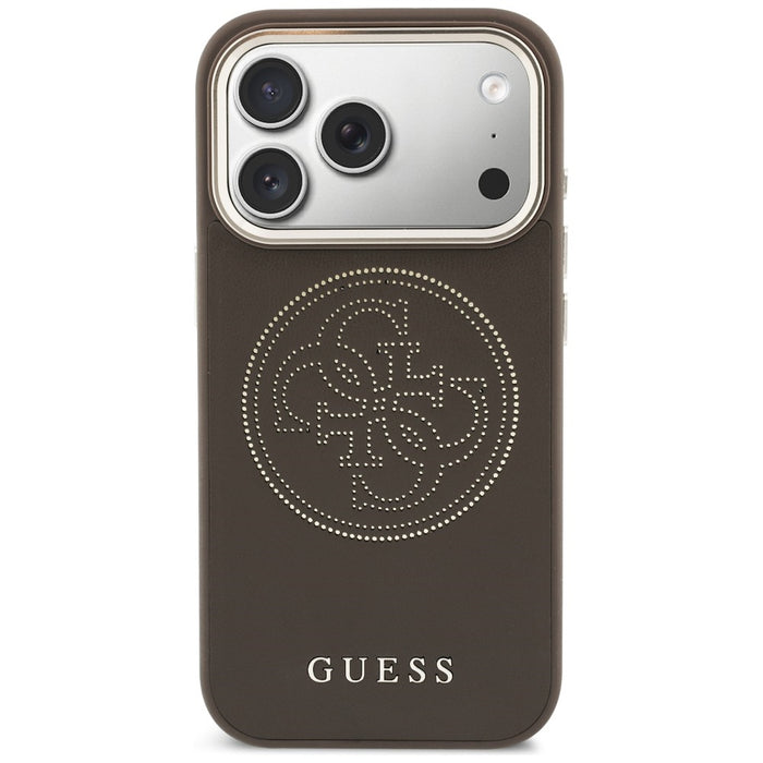 Guess Перфориран 4G MagSafe калъф за iPhone 17 Pro Max - кафяв