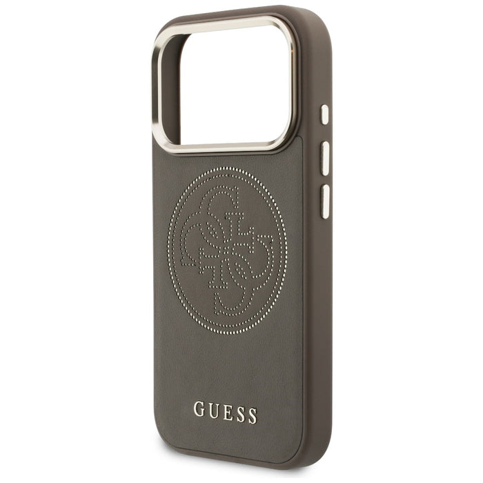 Guess Перфориран 4G MagSafe калъф за iPhone 17 Pro Max - кафяв