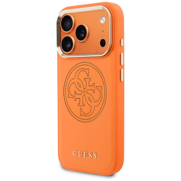 Guess Перфориран 4G MagSafe калъф за iPhone 17 Pro Max - оранжев