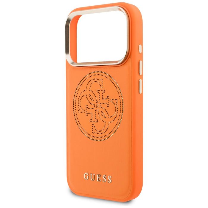 Guess Перфориран 4G MagSafe калъф за iPhone 17 Pro Max - оранжев