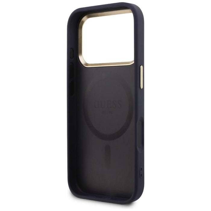 Перфориран калъф Guess 4G MagSafe за iPhone 17 Pro - син