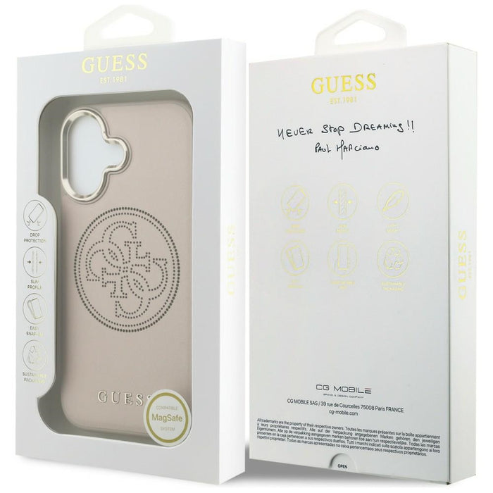 Перфориран калъф Guess 4G MagSafe за iPhone 17 - розов