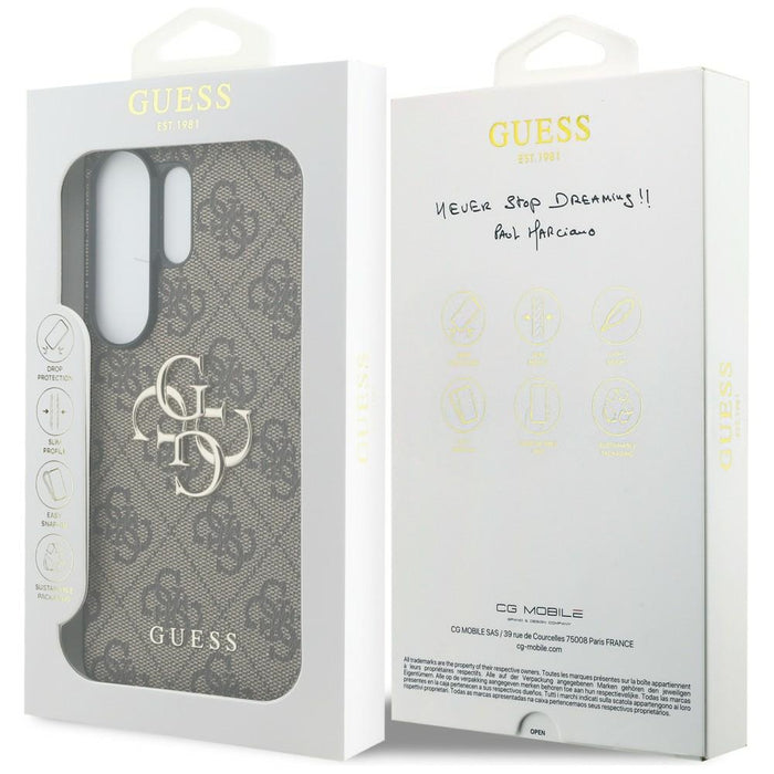 Калъф Guess 4G с голямо метално лого за Samsung Galaxy S26 Ultra - кафяв