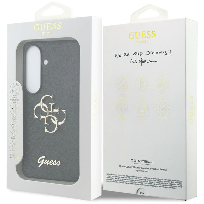 Калъф Guess Fixed Glitter Big 4G Metal Logo за Samsung Galaxy S26 - черен