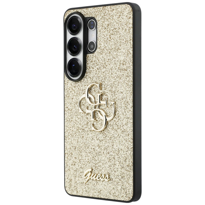 Калъф Guess Fixed Glitter Big 4G Metal Logo за Samsung Galaxy S26 Ultra - златен