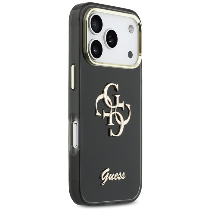 Метален калъф Guess IML 4G Script за iPhone 17 Pro Max - черен
