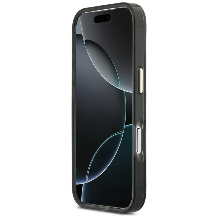 Метален калъф Guess IML 4G Script за iPhone 17 Pro Max - черен