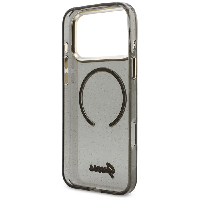 Калъф Guess IML Glitters Script Strap MagSafe за iPhone 17 Pro Max - черен