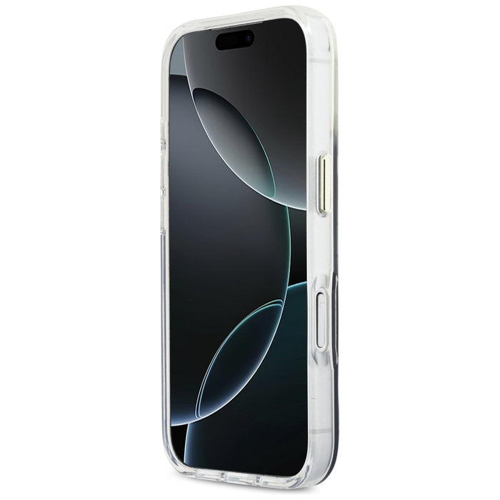 Метален калъф Guess IML Gradient Script MagSafe за iPhone 17 Pro - черен