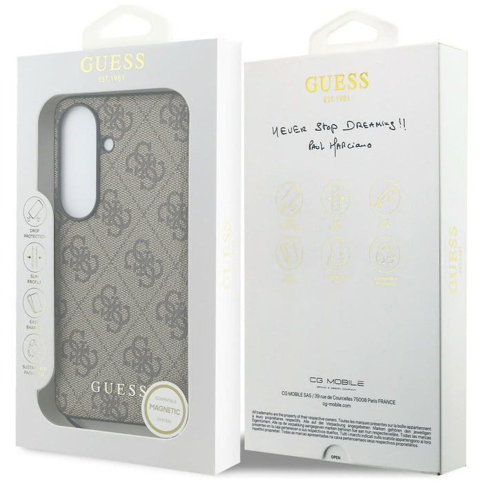 Калъф Guess 4G Classic Logo Charm MagSafe за Samsung Galaxy S26 - кафяв