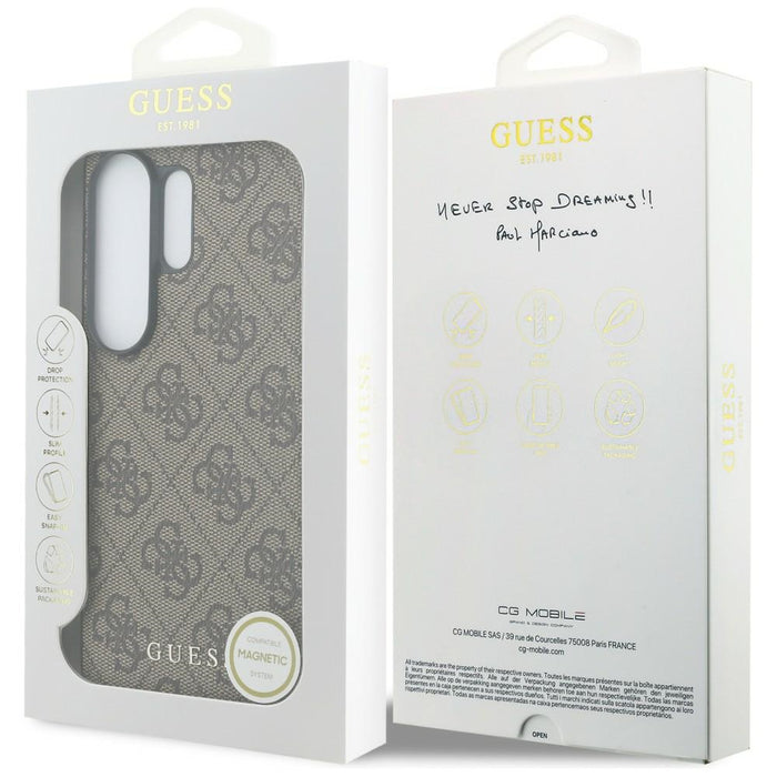 Калъф Guess 4G Classic Logo Charm MagSafe за Samsung Galaxy S26 Ultra - кафяв