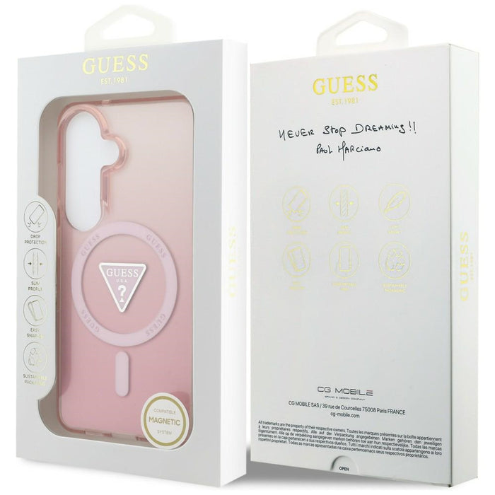 Калъф Guess IML Gradient Triangle MagSafe за Samsung Galaxy S26 - розов