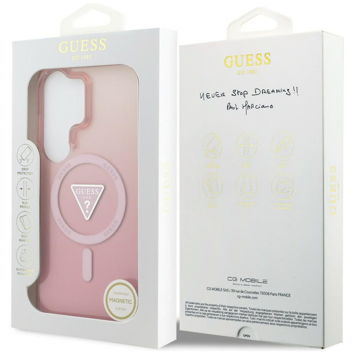Калъф Guess IML Gradient Triangle MagSafe за Samsung Galaxy S26 Ultra - розов