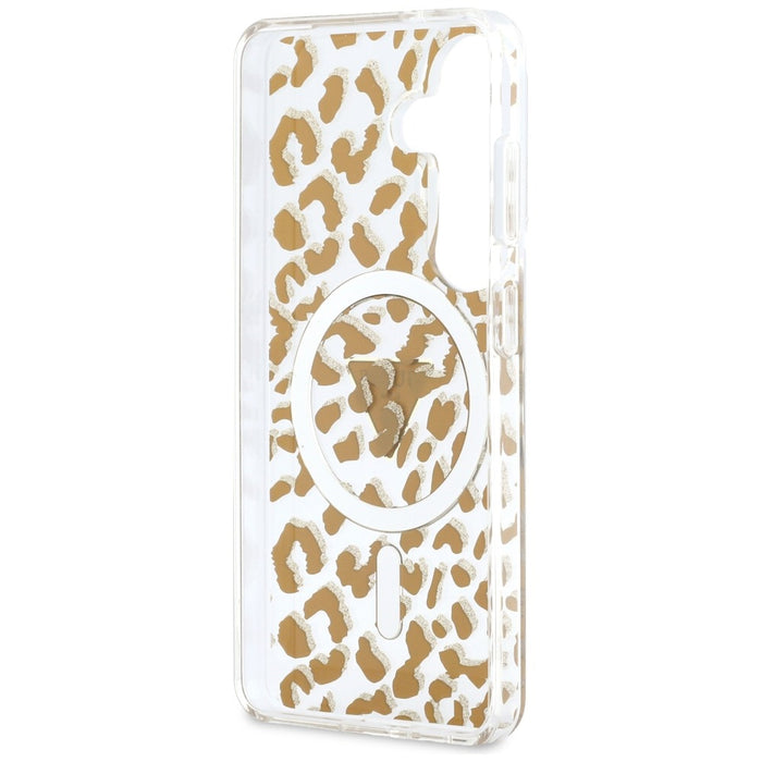 Калъф Guess IML Leopard Print Triangle MagSafe за Samsung Galaxy S26 - кафяв