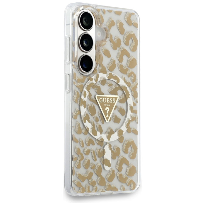 Калъф Guess IML Leopard Print Triangle MagSafe за Samsung Galaxy S26 - кафяв