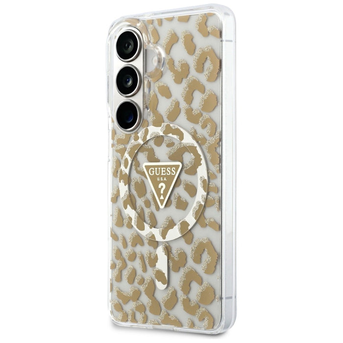 Калъф Guess IML Leopard Print Triangle MagSafe за Samsung Galaxy S26 - кафяв
