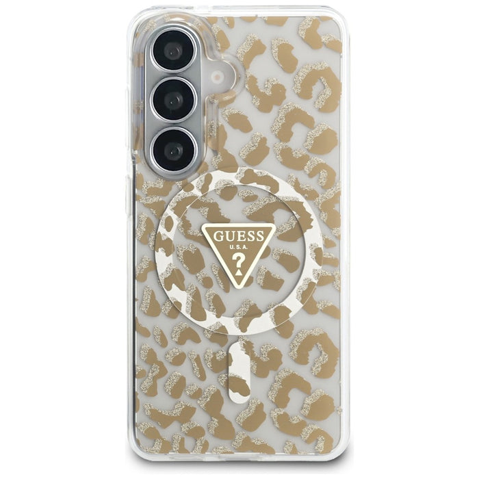 Калъф Guess IML Leopard Print Triangle MagSafe за Samsung Galaxy S26 - кафяв