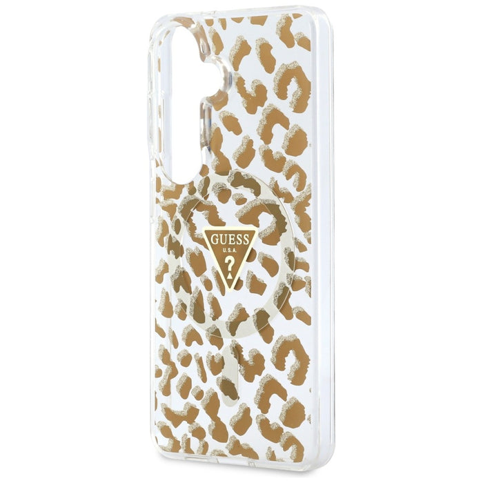 Калъф Guess IML Leopard Print Triangle MagSafe за Samsung Galaxy S26 - кафяв