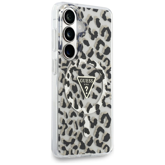 Калъф Guess IML Leopard Print Triangle MagSafe за Samsung Galaxy S26 - черен