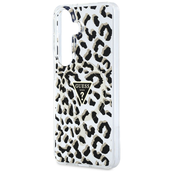Калъф Guess IML Leopard Print Triangle MagSafe за Samsung Galaxy S26 - черен