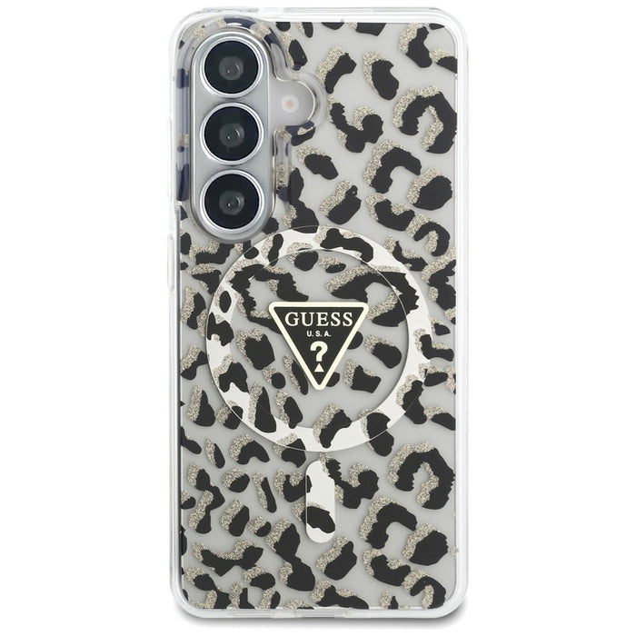 Калъф Guess IML Leopard Print Triangle MagSafe за Samsung Galaxy S26 - черен
