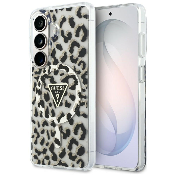 Калъф Guess IML Leopard Print Triangle MagSafe за Samsung Galaxy S26 - черен