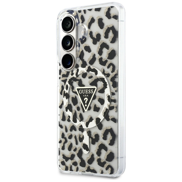 Калъф Guess IML Leopard Print Triangle MagSafe за Samsung Galaxy S26 - черен