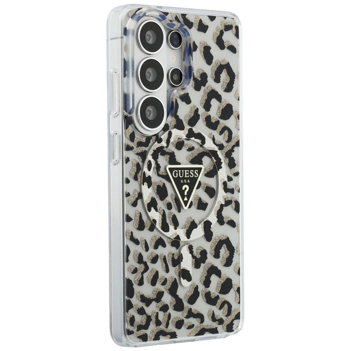 Калъф Guess IML Leopard Print Triangle MagSafe за Samsung Galaxy S26 Ultra - черен