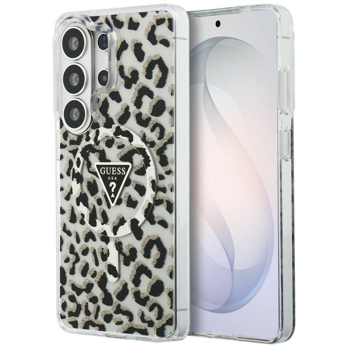 Калъф Guess IML Leopard Print Triangle MagSafe за Samsung Galaxy S26 Ultra - черен