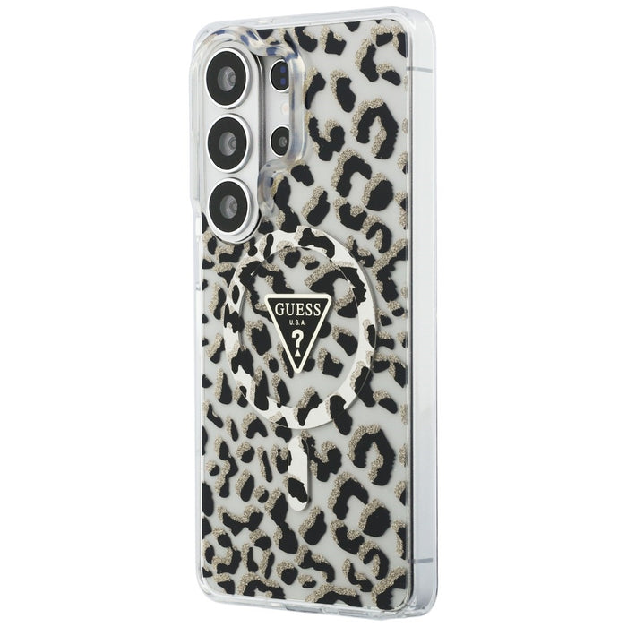 Калъф Guess IML Leopard Print Triangle MagSafe за Samsung Galaxy S26 Ultra - черен