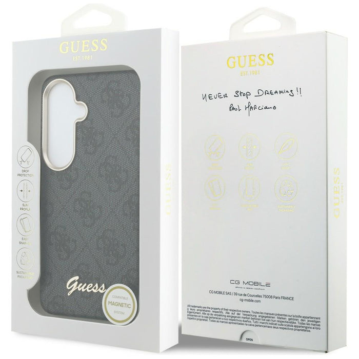 Калъф Guess 4G Script MagSafe за Samsung Galaxy S26 - черен